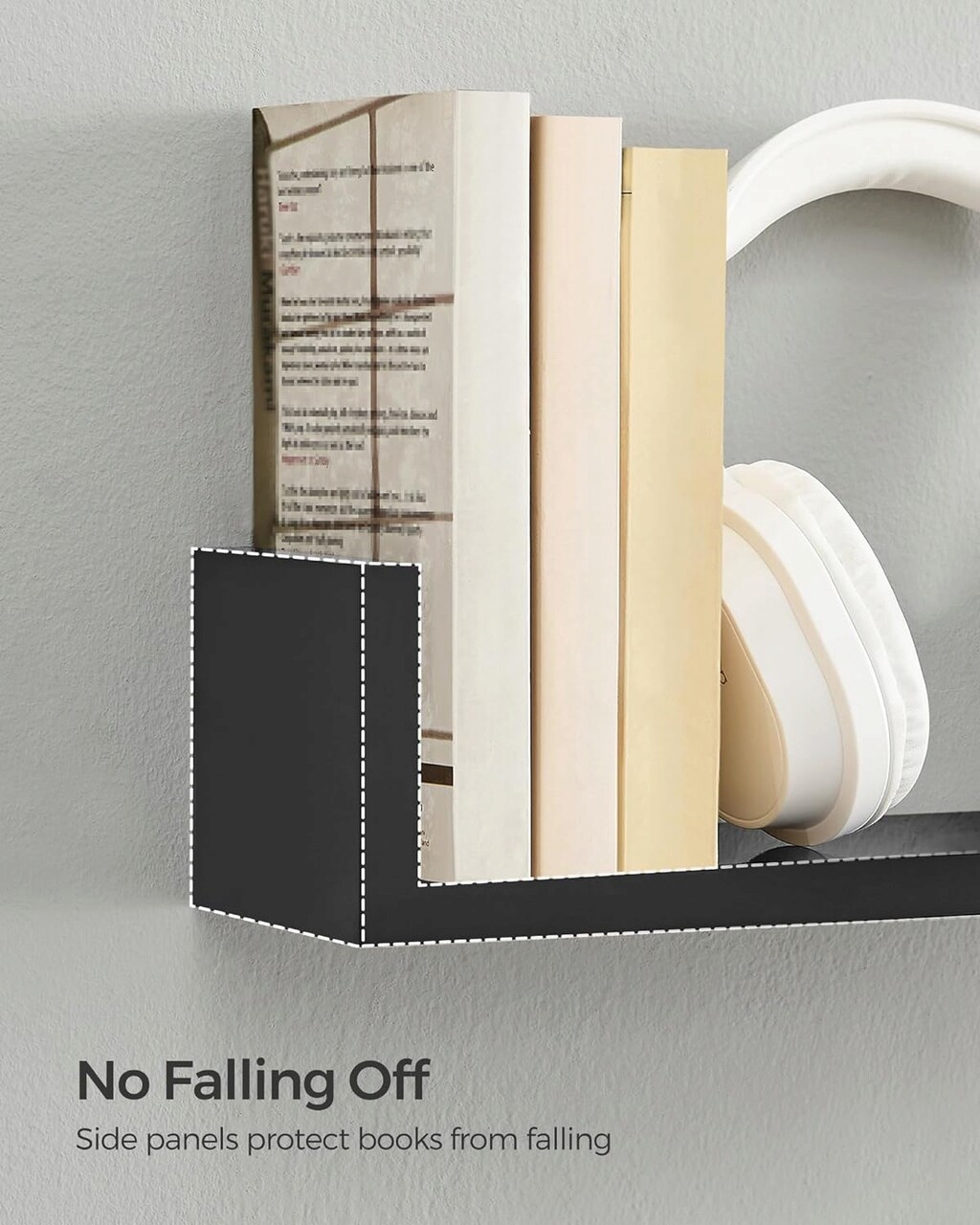 Set 3 rafturi de perete Songmics Modern, 40 x 10 x 9 cm, PAL, negru - imagine 7