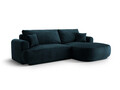 Coltar extensibil dreapta 5 locuri, modular, cu lada depozitare, Ella, Micadoni Home, 271x174x94 cm, catifea, petrol inchis