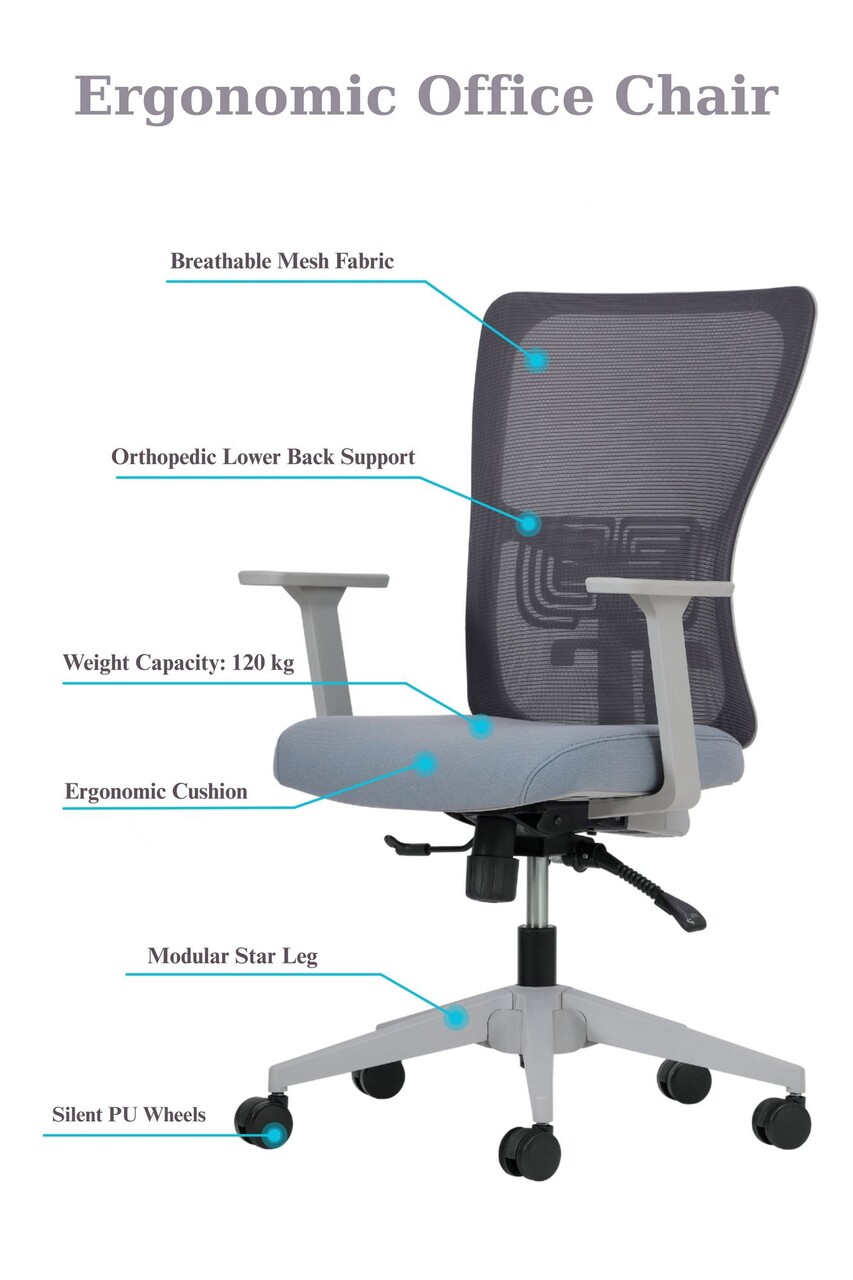 Scaun de birou, Hanah Home, Lumbar 108, 61x108x68 cm, Plastic, Gri - view 5