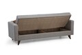 Canapea extensibila cu 3 locuri, Misty, 730MST1205, Cadru: METAL/LEMN, Gri deschis