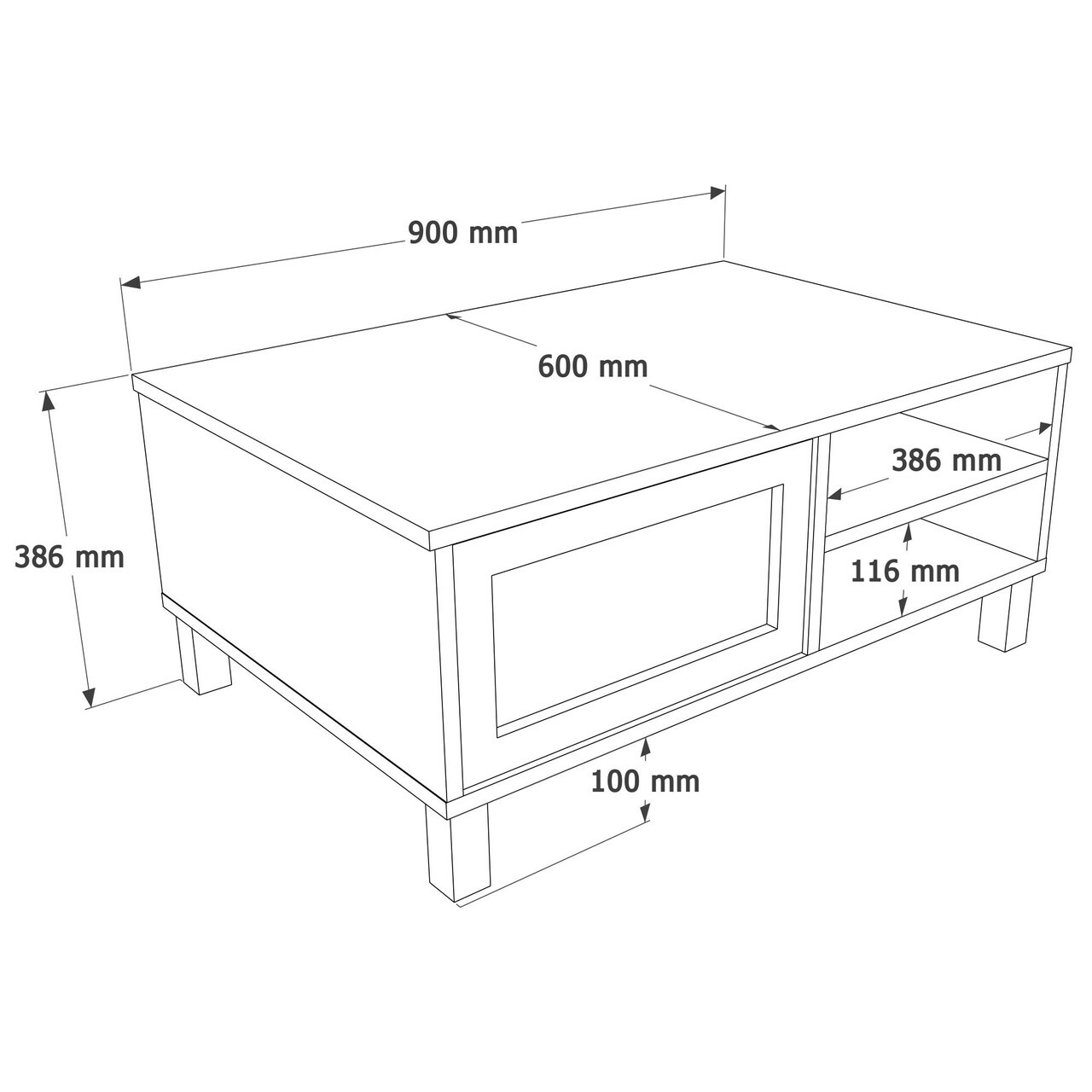 Masuta de cafea, Hanah Home, Dune, 90x38.6x60 cm, PAL, Stejar — imaginea 7