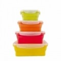 Set 4 cutii alimentare Jocca, 13.5 x 28.5 x 39.5 cm, silicon, multicolor