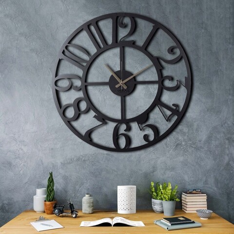 Ceas de perete, circle xl, metal, dimensiune: 70 x 70 cm, negru