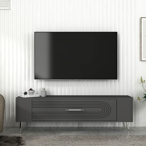 Comoda TV, Olivia, Retrol3, Antracit / Argintiu