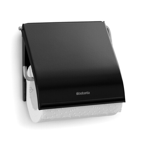 Suport hartie igienica, Brabantia, ReNew, 13.2x1.7x12.3 cm, otel, negru mat