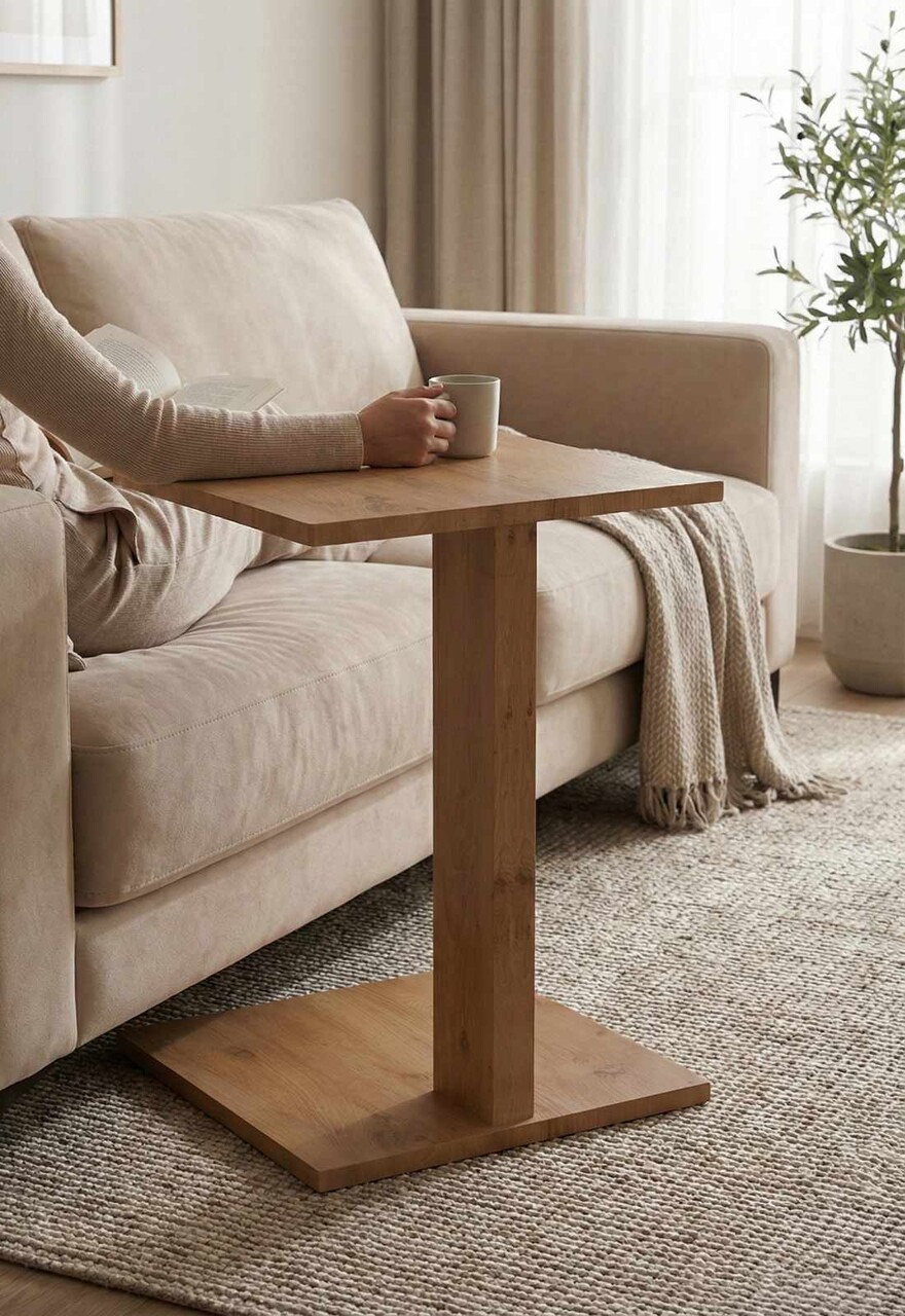 Masuta, Hanah Home, Artmtkcsdtble, 35x56x35 cm, Stejar - imagine 3