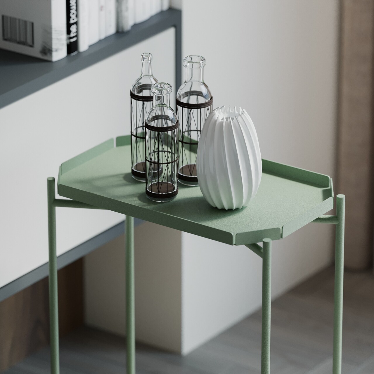 Masuta de cafea, Cerritos, Shb-009-D, 26x56x40 cm, Metal, Verde - 2 | YEO