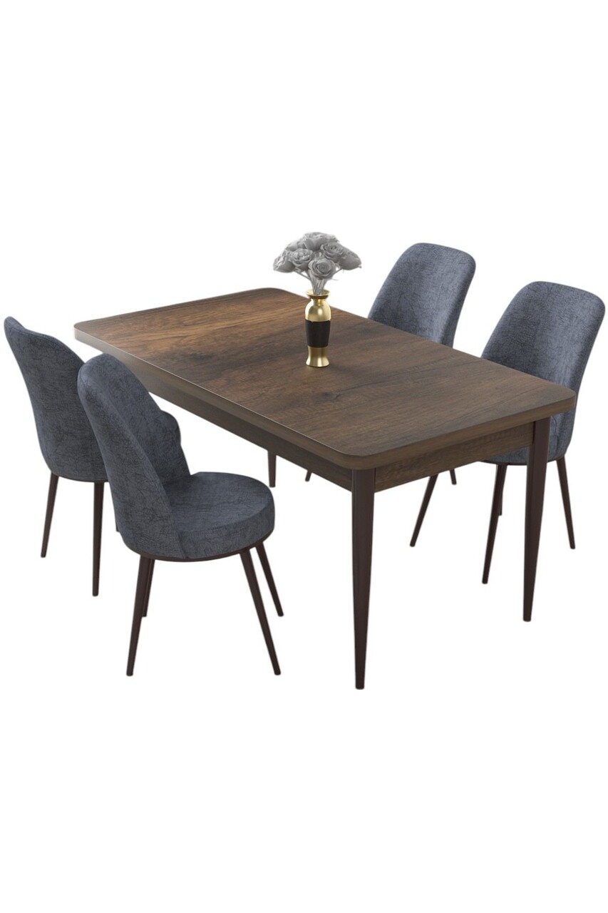 Set masă și scaune (5 bucăți), Hanah Home, Nil, Baroc / Fumuriu - view 2