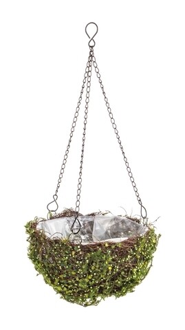 Ghiveci Evergreen, suspendabil, Bizzotto, Ø25 x 14 cm, ratan/plastic