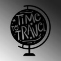 Decoratiune de perete, Time To Travel, Metal, Dimensiune: 55 x 70 cm, Negru