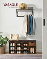 Bancheta cu pantofar, Vasagle, 11 compartimente, 104x30x48 cm, PAL/MDF, maro rustic