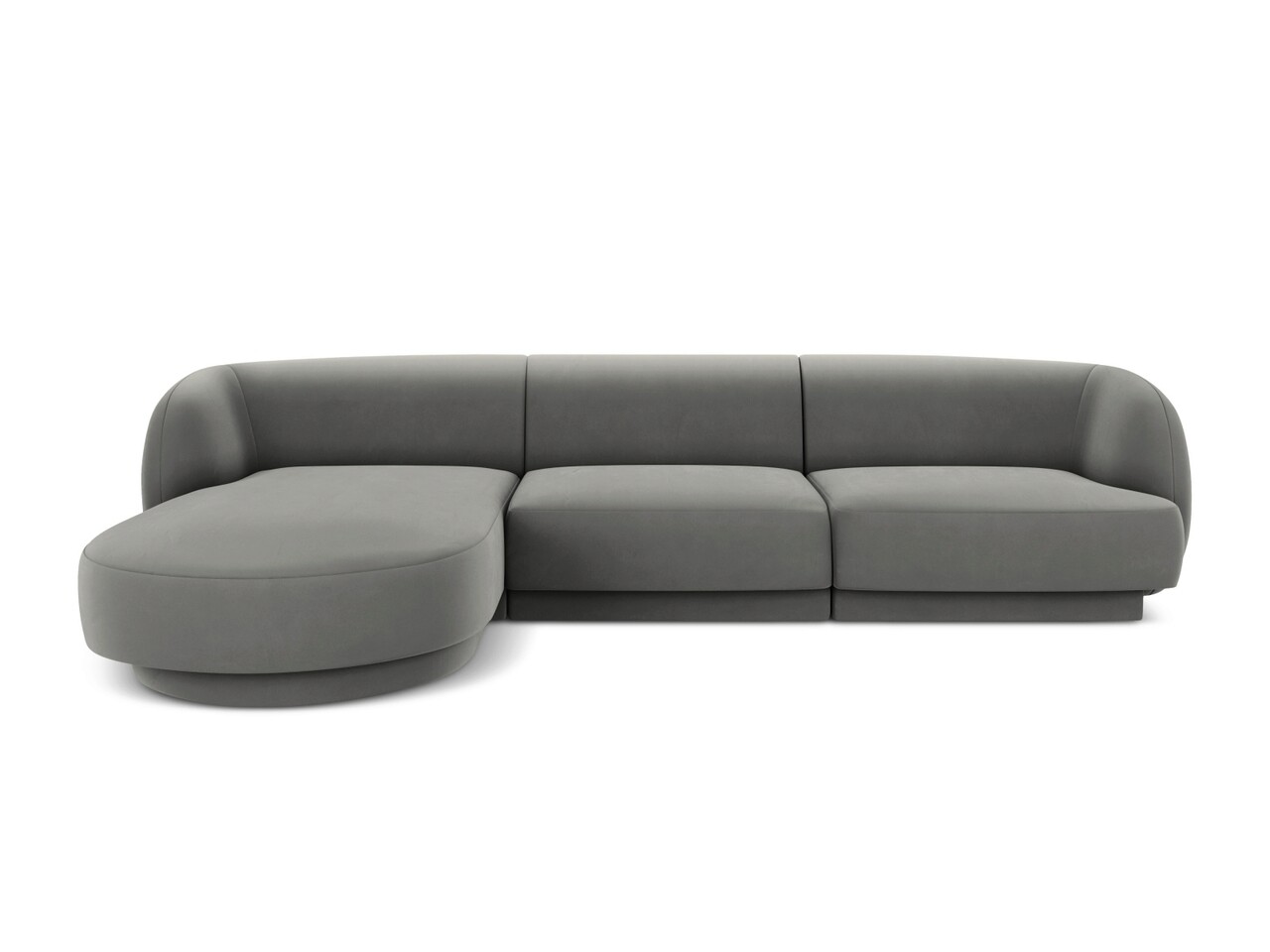 Coltar stanga 4 locuri, Miley, Micadoni Home, BL, 259x155x74 cm, catifea, gri deschis - 1 | YEO