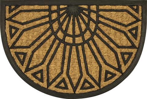 Covoras de intrare, Olivo Tappeti, Promo Mezzaluna , Geometric 03, 40 x 60 cm, cauciuc/fibra cocos, maro/negru
