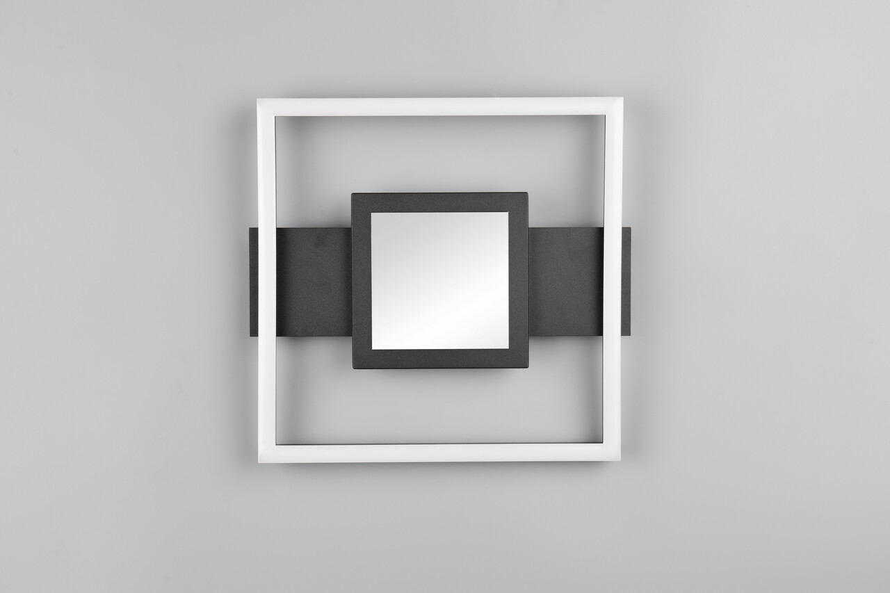 Plafoniera Wheeler, RL, 33x35x4.7 cm, 16W, 1x SMD, metal, negru mat/alb