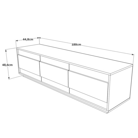 Comoda TV, Locelso, Fr4-Aw, 180x48.6x44.8 cm, PAL, Pin Atlantic / Alb