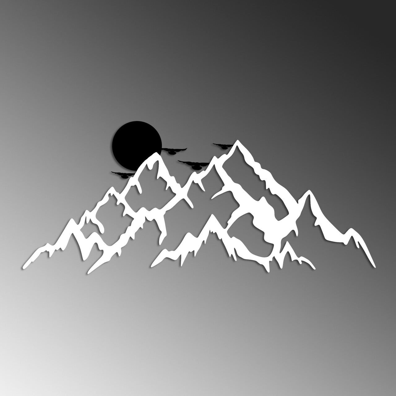Decoratiune de perete, Full Mount And Mountain, Dimensiuni: 59 x 25 cm, Alb/Negru — imaginea 4