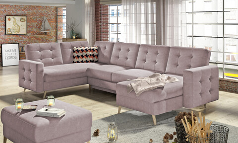 Coltar extensibil reversibil 5 locuri ELTAP, AsdU-12, Asgard, 326x202x93 cm, lemn/poliester, roz