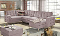 Coltar extensibil reversibil 5 locuri ELTAP, AsdU-12, Asgard, 326x202x93 cm, lemn/poliester, roz