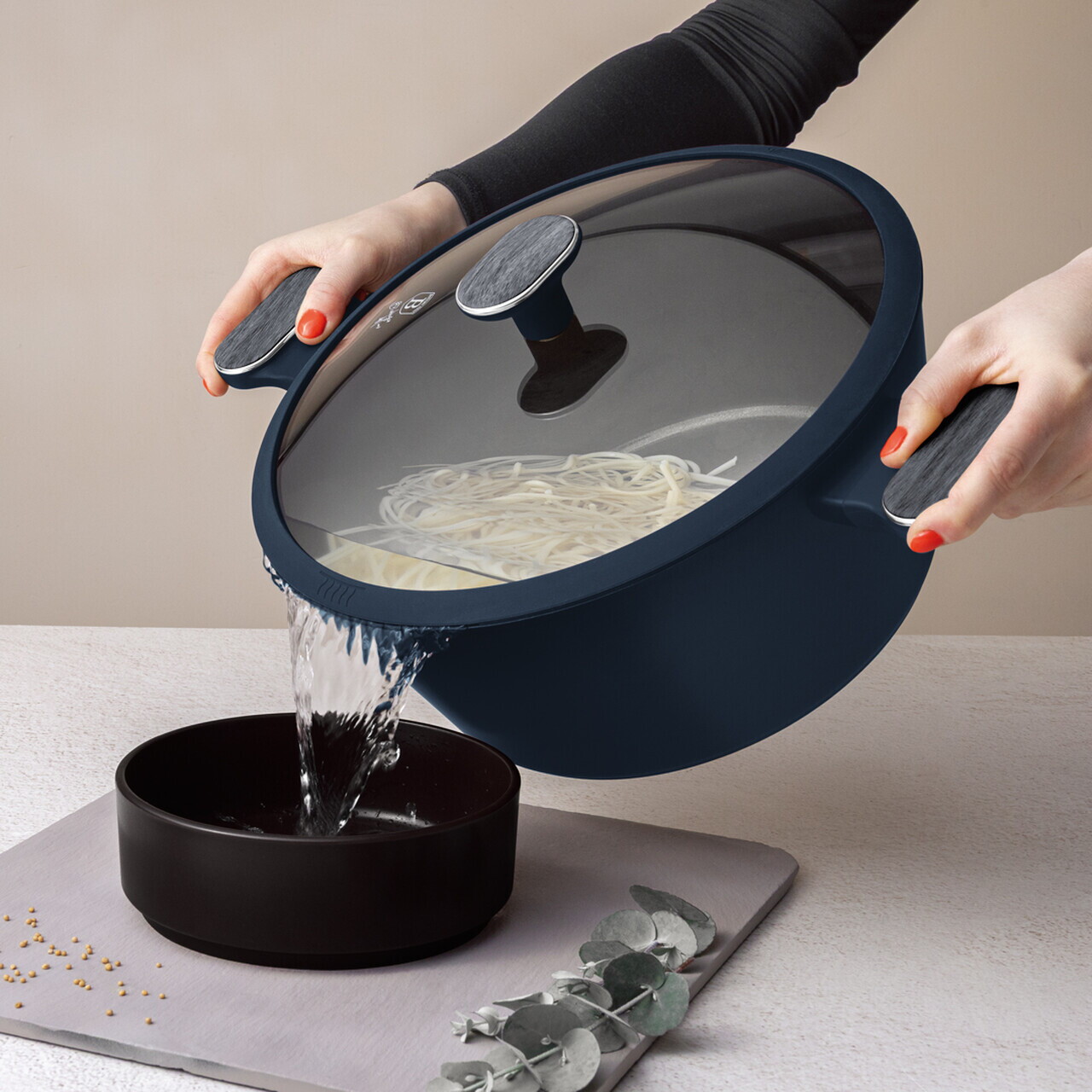 Oala cu capac Berlinger Haus, Deep Sea, 28 cm, 6.3 L, aluminiu forjat, albastru mat/gri - view 6