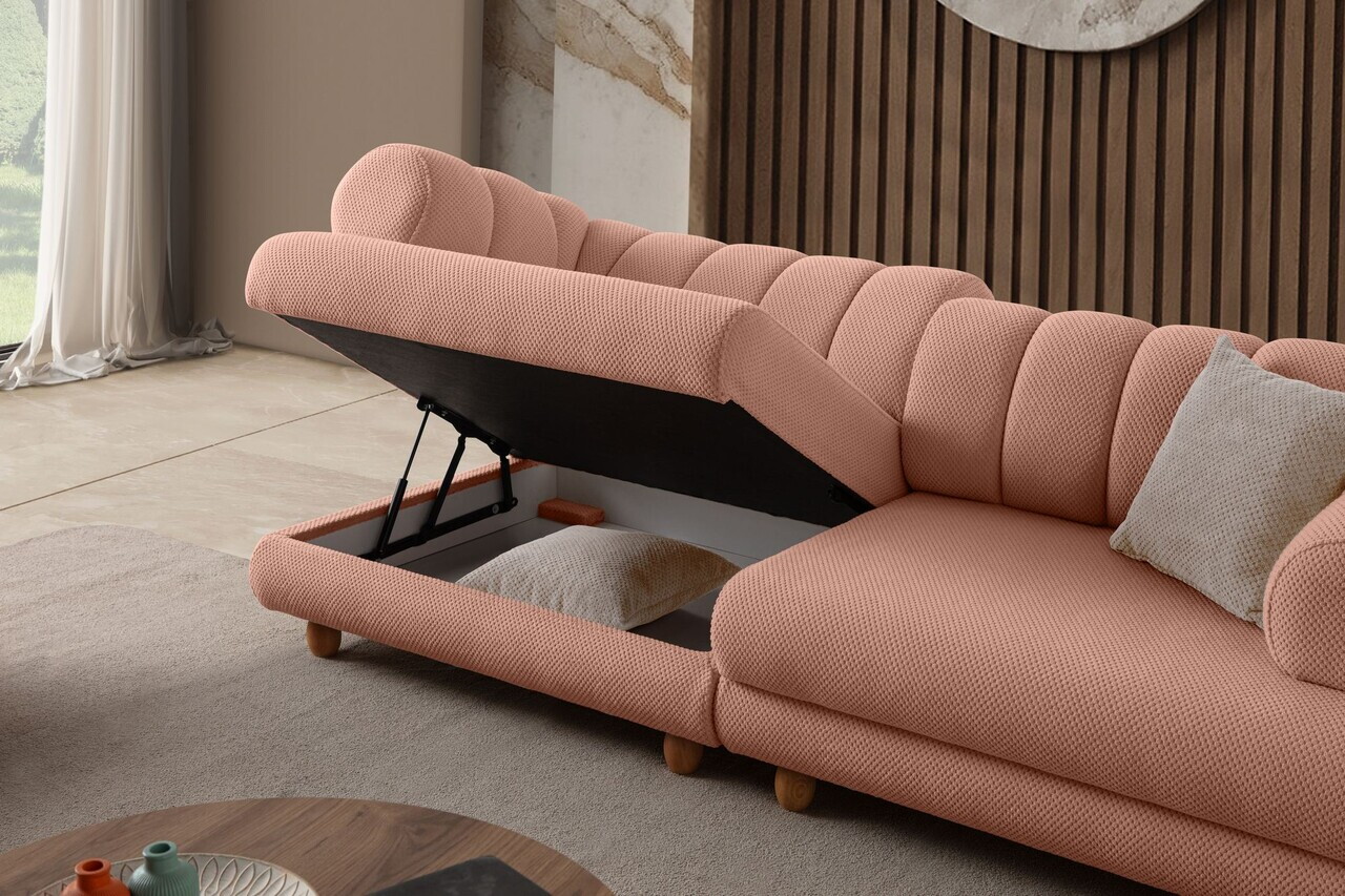 Canapea 3 locuri, Atelier del Sofa, 752EST1162, Lemn de carpen/PAL melaminat, Roz pudra - view 5
