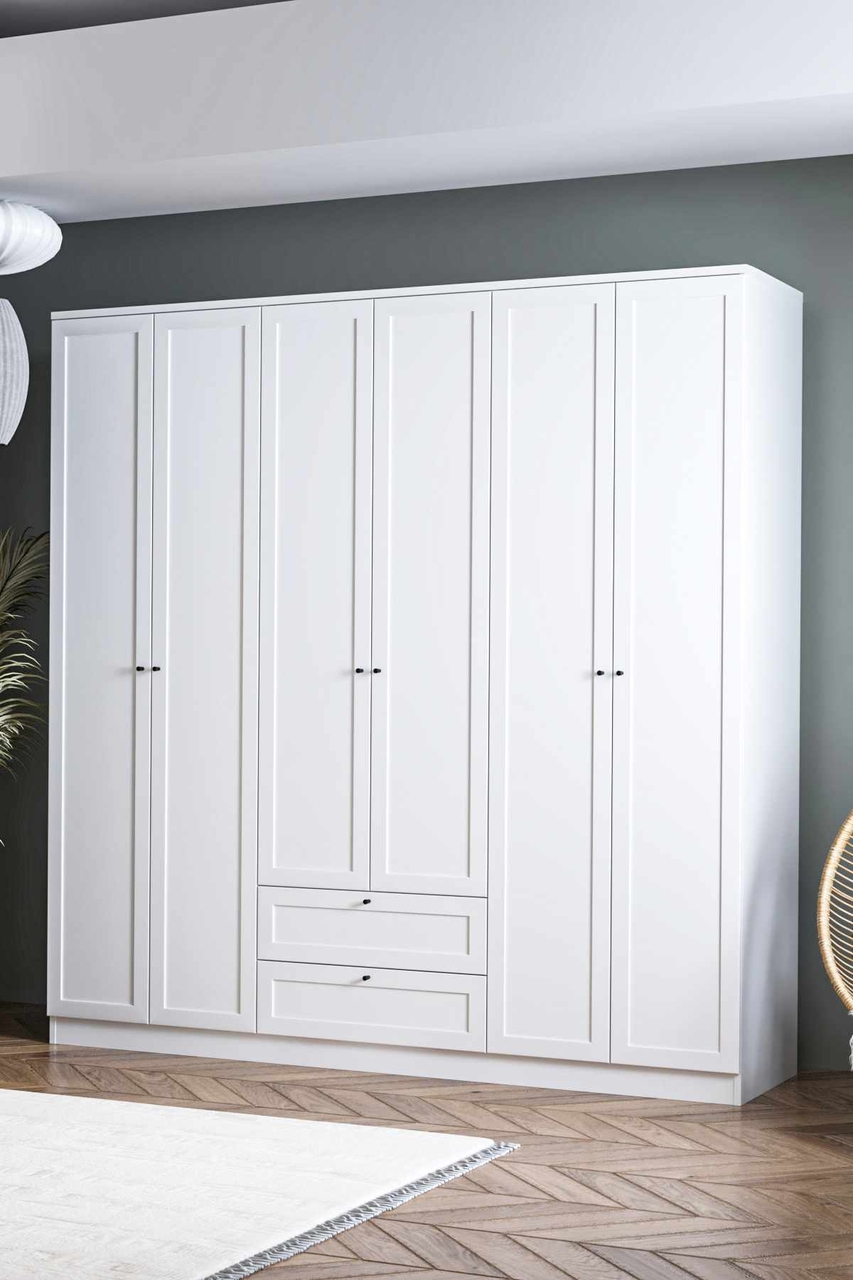 Dulap pentru haine, Hanah Home, Terra 6 210, 205x210x52 cm, Alb - view 3