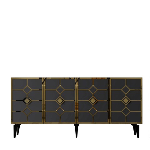 Consola, Olivia, Cagla, 150x40x79 cm, PAL , Antracit / Aur