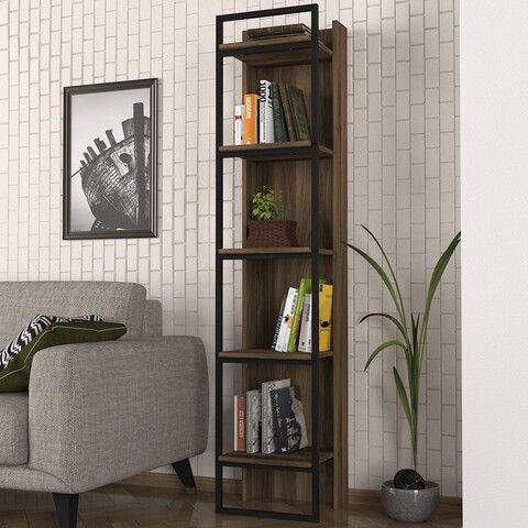 Biblioteca Kelvin, Tera Home, 39×36.6×180 cm, maro/negru 39x36.6x180