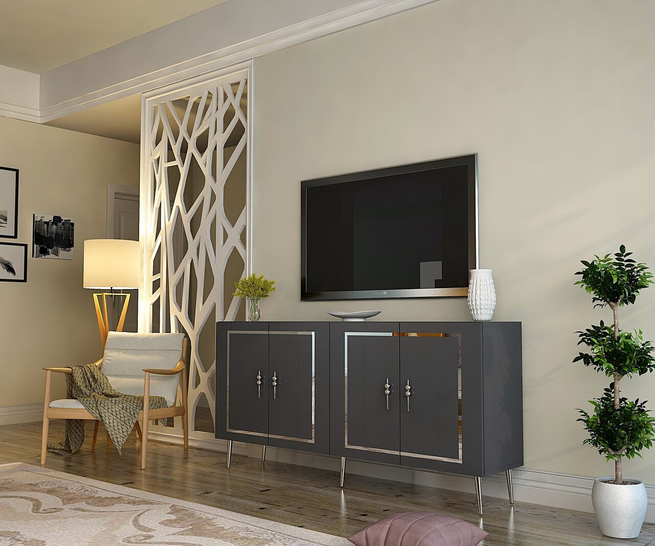 Consola, Olivia, Piero KB150, Antracit / Argintiu - 1 | YEO