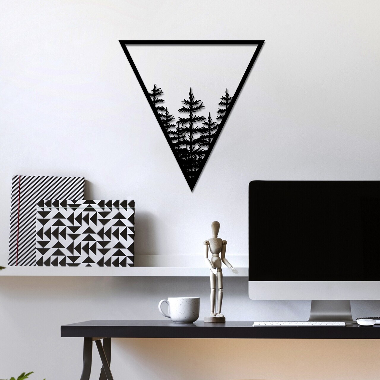 Decoratiune de perete, Tree 14, Dimensiune: 50 x 48 cm, Negru