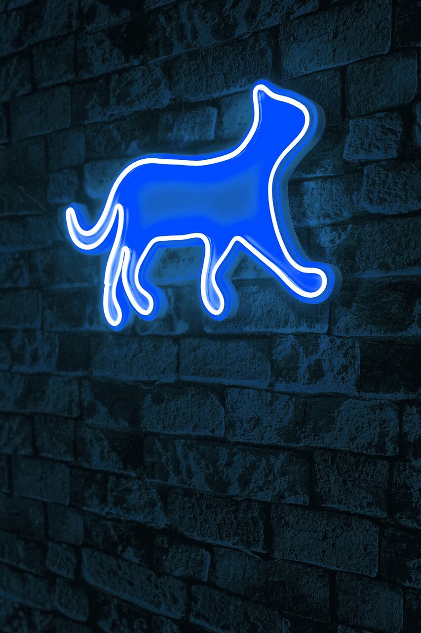 Decoratiune luminoasa LED, Kitty the Cat, Benzi flexibile de neon, DC 12 V, Albastru