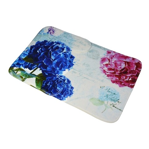 Set 2 covorase de baie, Casa Plastor, Flowers, 45 x 73 cm, 37 x 45 cm, poliester/poliuretan/PVC, multicolor