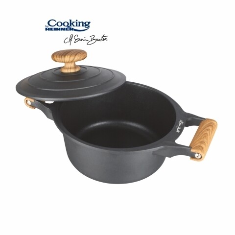 Cratita cu capac, heinner home, 2.7 l, aluminiu turnat, negru