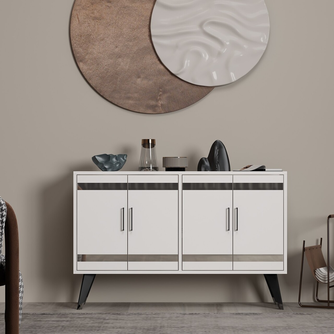 Comoda TV, Odessa, İlda, 120x30x80 cm, PAL, Alb - 2 | YEO