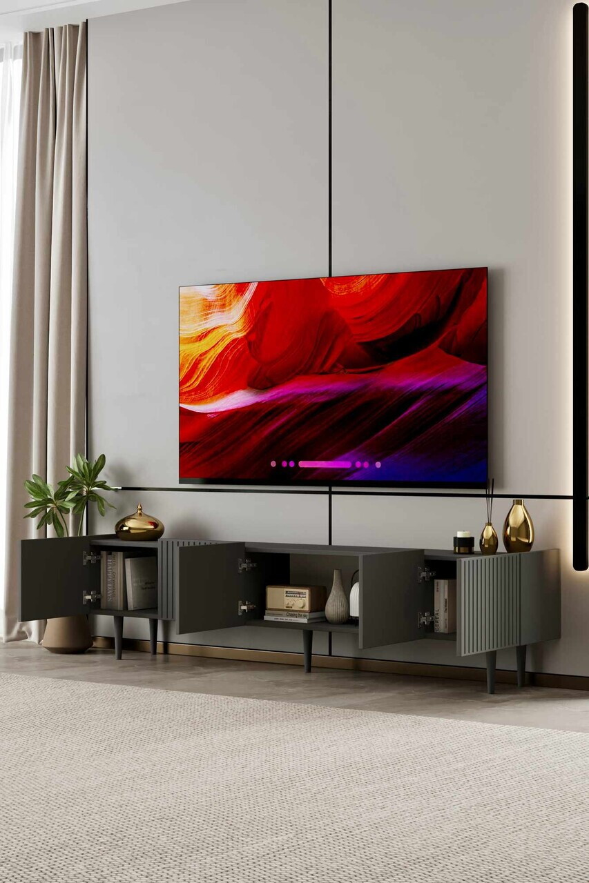 Comoda TV, Hanah Home, Capella 200, 200x50x29 cm, MDF, Gri - view 3
