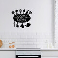 Decoratiune de perete, Cocina Con Amor, Metal, 49 x 1,5 x 43 cm, Negru