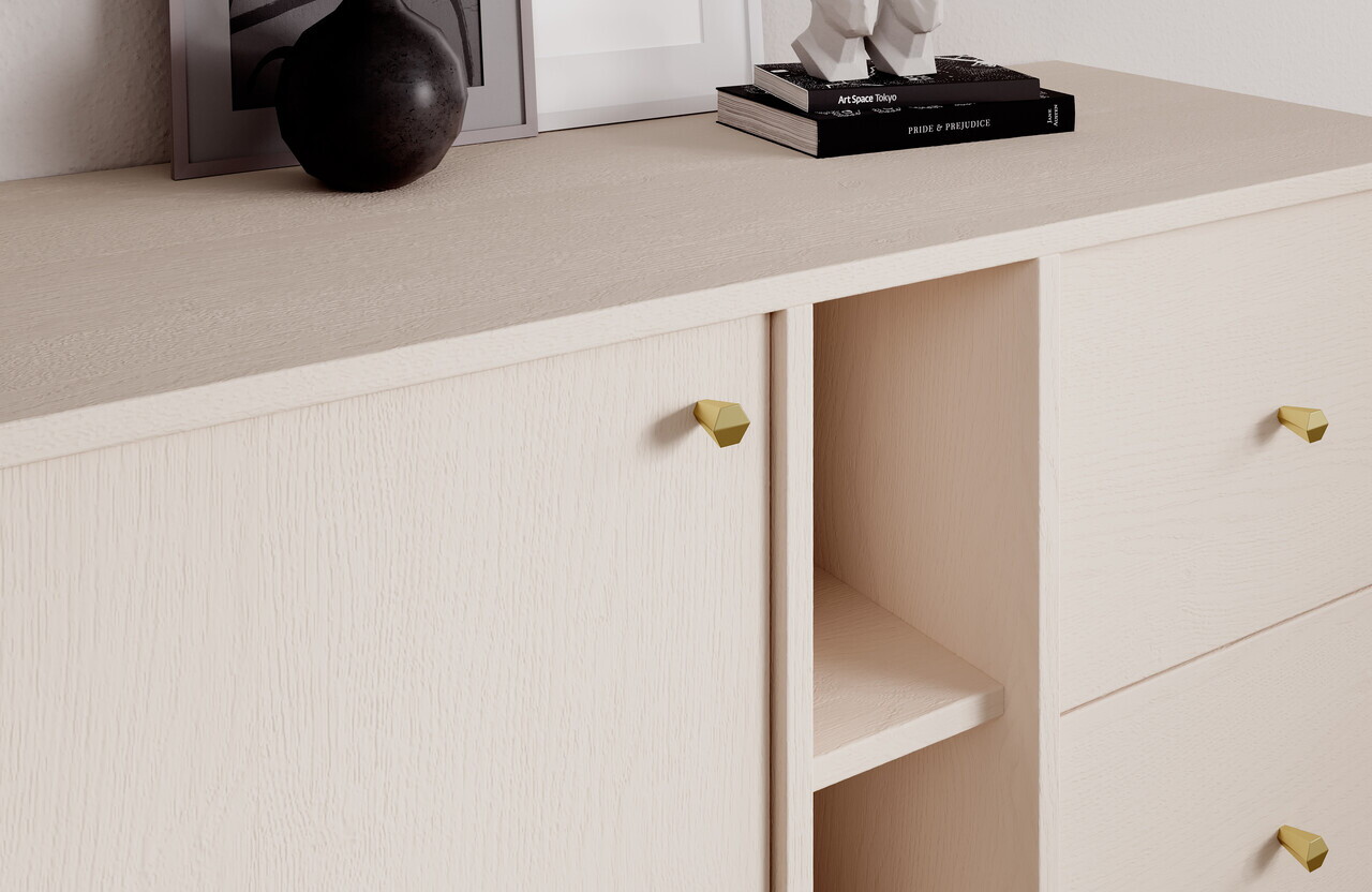 Comoda ADRK, Tili 1D 3S 3P, 100.2x40.8x95 cm, PAL laminat, bej — imaginea 5