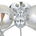 Plafoniera, Aldos, H.52 D.23 cm, 5 x E27, 40W, metal/sticla, argintiu/fumuriu