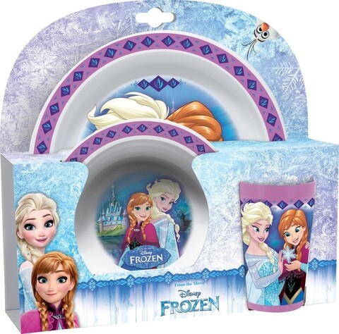 Set 3 piese mic dejun pentru copii Frozen, Disney, plastic, multicolor