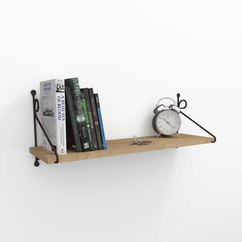 Raft de perete, decormet, seramoni, 72x27x20 cm, stejar