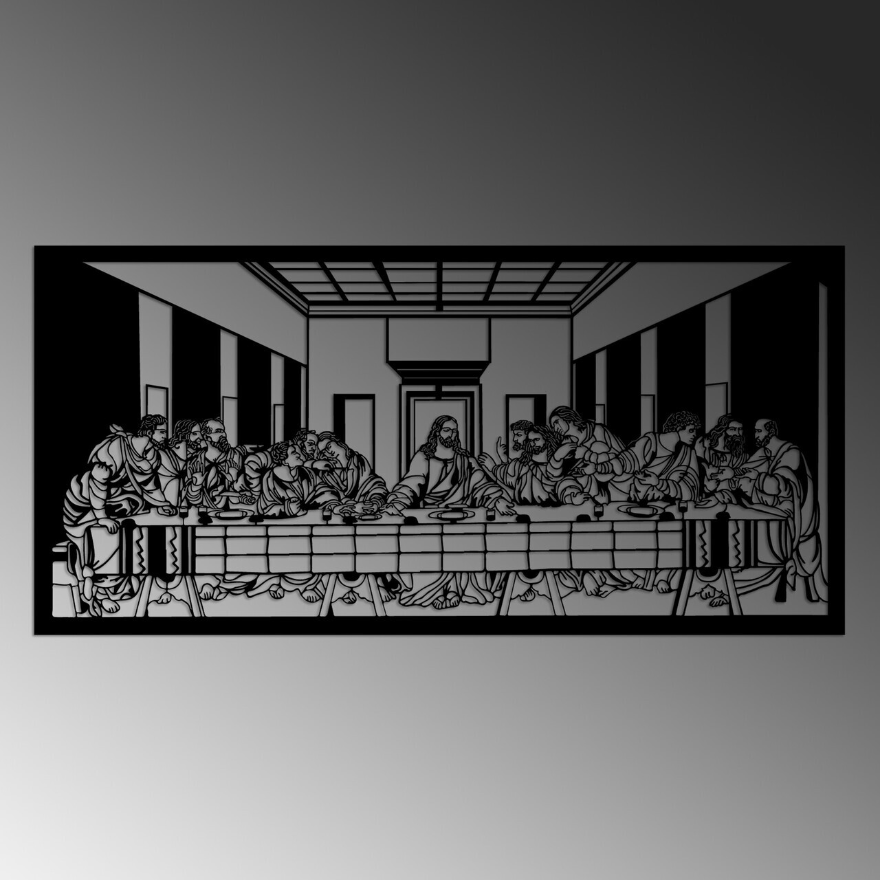 Decoratiune de perete, Davinci, 100 x 48 cm, Negru — imaginea 5