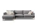Coltar stanga 4 locuri, Naomi, Micadoni Home, 285x170x75 cm, catifea, gri