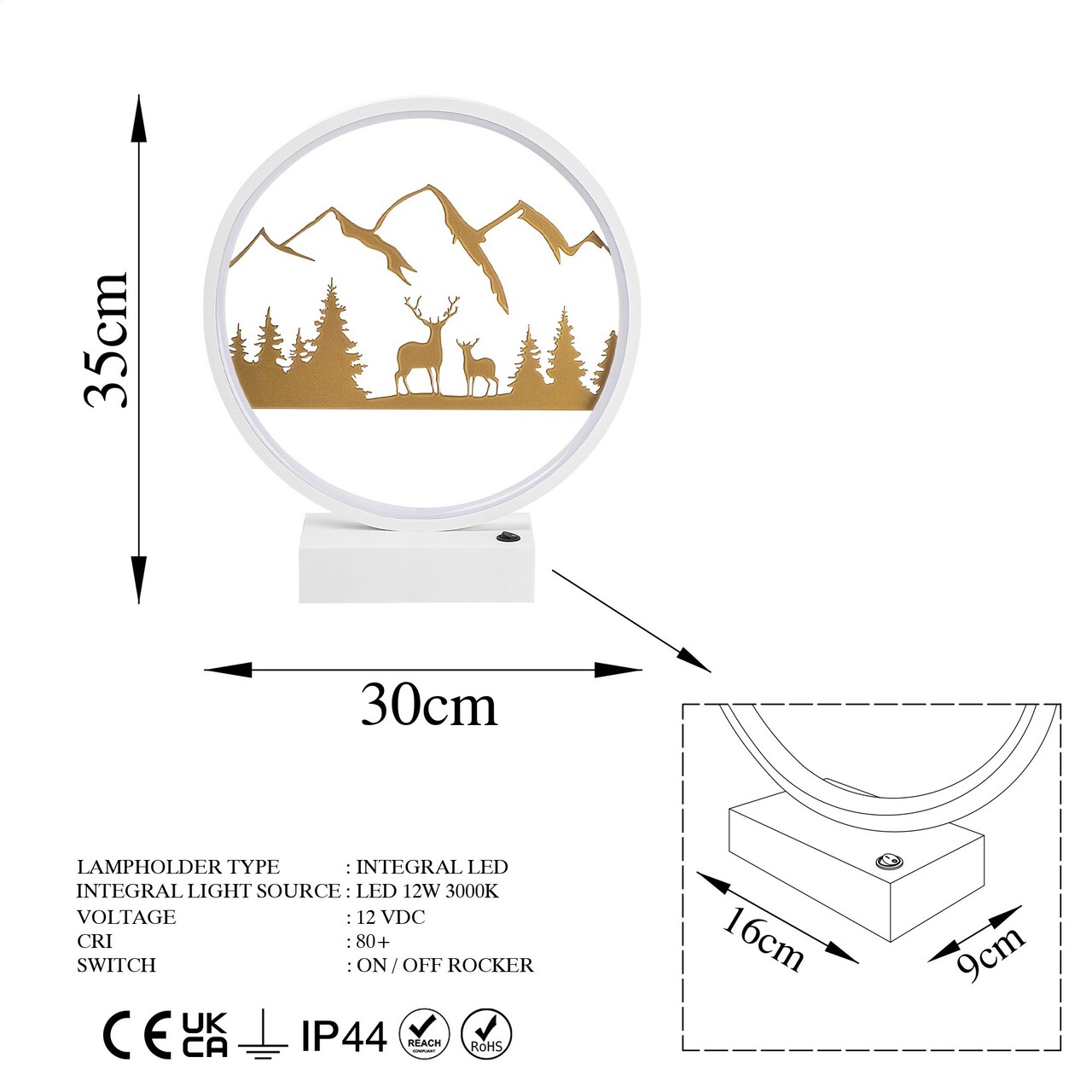 Lampa De Masa, Shadow, 526SHD1139, Metal, Alb/Auriu