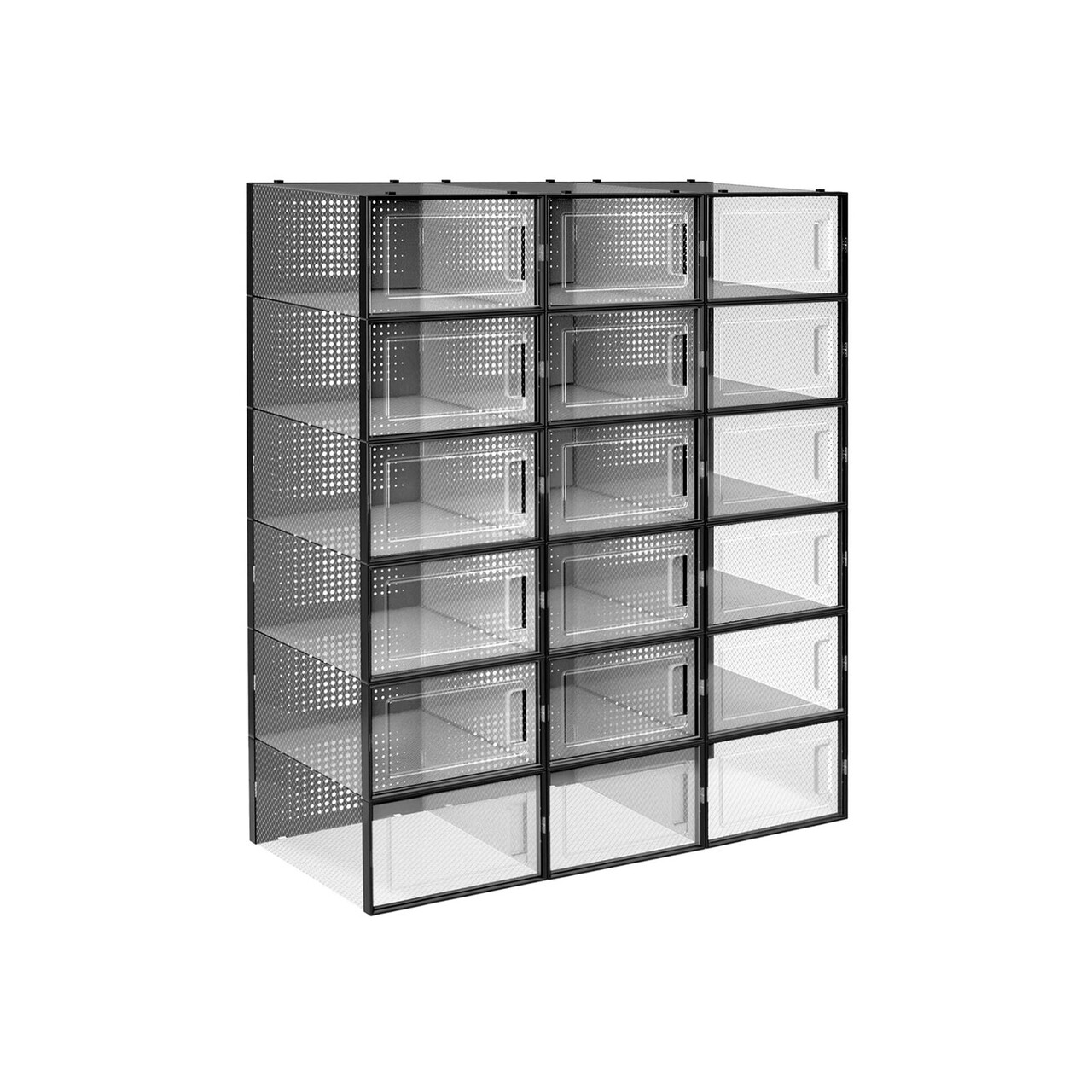 Set 18 cutii de pantofi, Songmics, 33.3x23x14 cm, polipropilena, transparent/negru - view 8