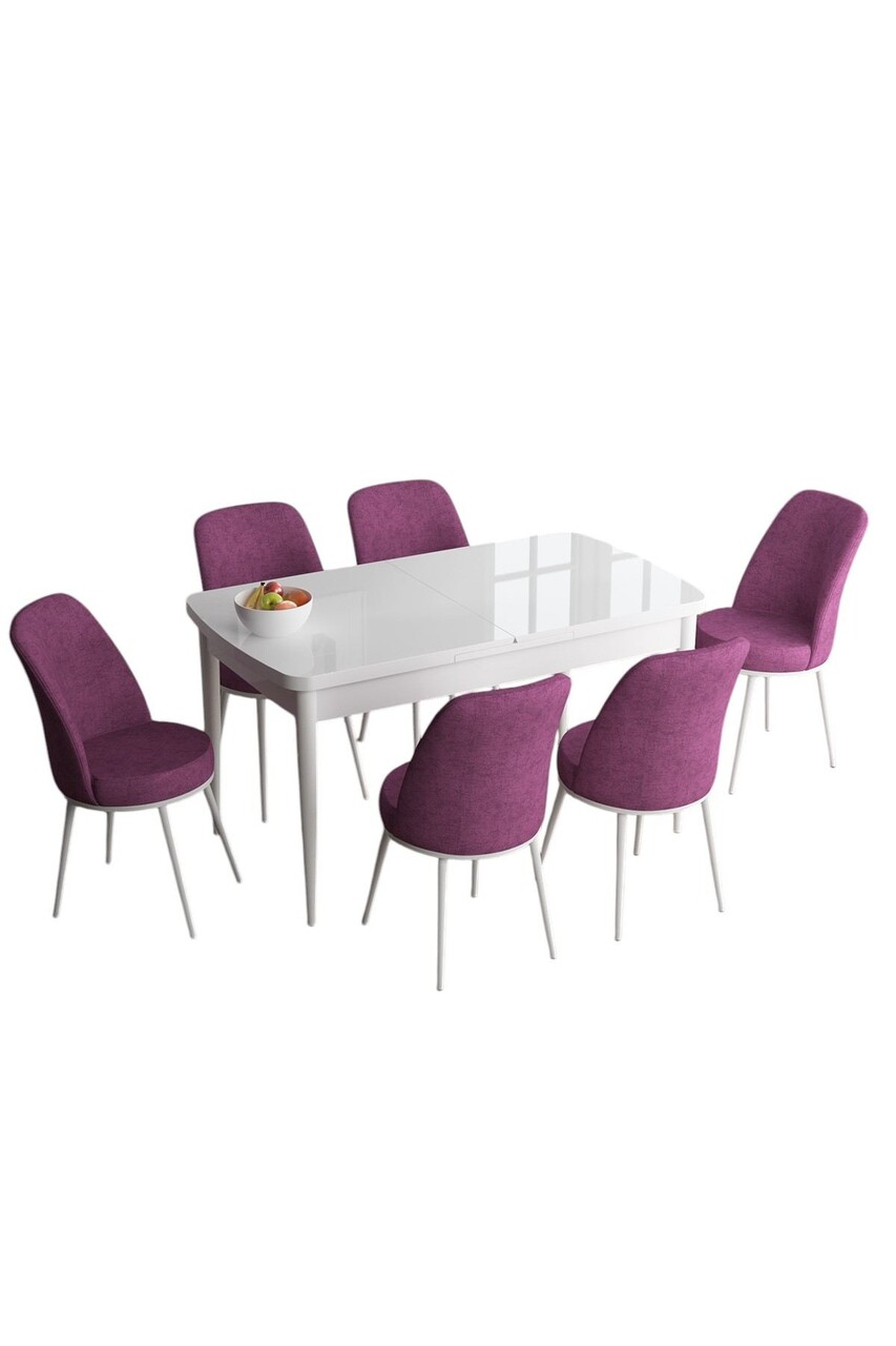 Set masa extensibila si scaune, Hanah Home, Han, Alb/Mov - view 2