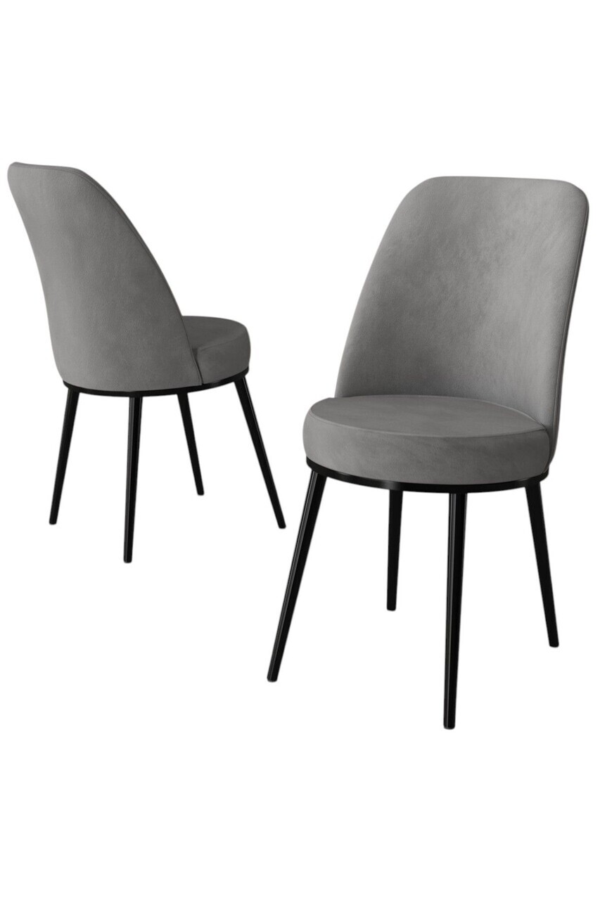 Set scaune 6 piese, Hanah Home, Jaxe, Gri/Negru — imaginea 2