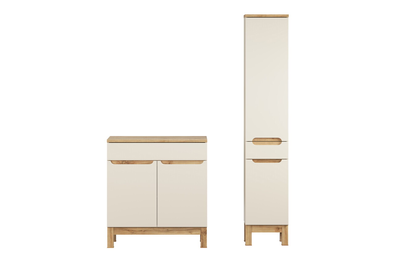Set mobilier baie Bali Cashmere Wotan 80 cm HC, dulap inalt si masca lavoar, Comad, MDF/PAL, casmir - view 3