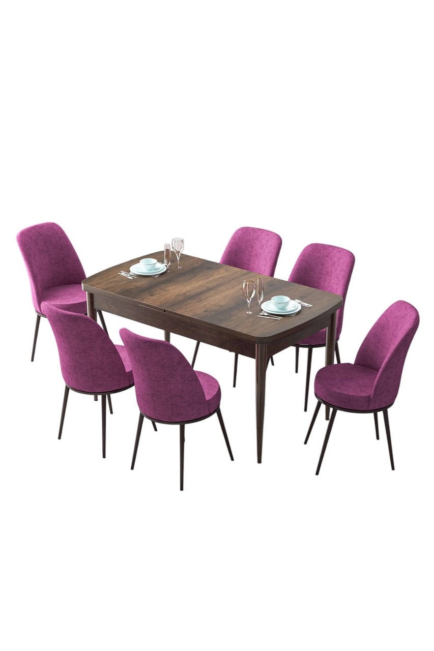 Extendable Dining Table &amp; Chairs Set (7 Pieces), Hanah Home, Zen, Baroc / Mov - view 2