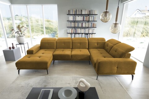 Coltar dreapta 6 locuri ELTAP, RT-45NU, Neviro, 350x201x77 cm, lemn/poliester, mustar