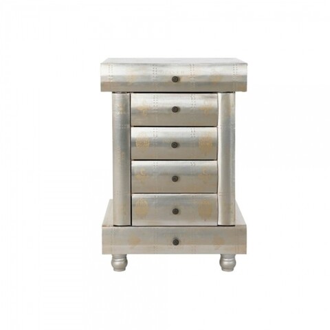 Comoda, DKD Home Decor, 50 x 35 x 76 cm, lemn/aluminiu, sampanie Comode