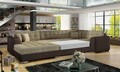 Coltar extensibil stanga 5 locuri ELTAP, Damario, 338x189x78 cm, lemn/poliester, bej inchis/maro inchis